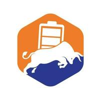 modèle de conception de logo vectoriel de batterie de taureau. concept de logo d'énergie forte.