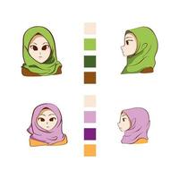 vecteur premium l illustration plate simple de caractère de conception de hijab musulman mignon.