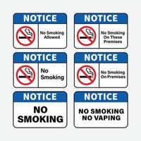 collection d'icônes de panneau d'affichage non fumeur sur fond blanc. vecteur