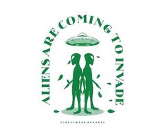 conception de t-shirt ufo, graphique vectoriel, affiche typographique ou t-shirts street wear et style urbain vecteur