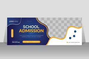 couverture de calendrier d'admission à l'école pour enfants et modèle de conception de bannière web, modèle d'affiche de retour à l'école sur les médias sociaux vecteur