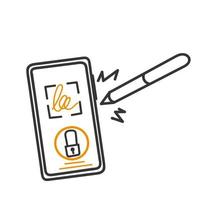 signature numérique doodle dessiné à la main sur le vecteur d'illustration mobile isolé