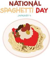 la journée nationale du spaghetti est célébrée chaque année le 4 janvier. vecteur