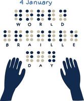 le 4 janvier est l'illustration vectorielle de la journée mondiale du braille vecteur