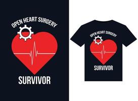 illustrations de survivants de chirurgie à cœur ouvert pour la conception de t-shirts prêts à imprimer vecteur