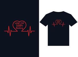 porter du rouge pour faire battre le cœur des illustrations pour la conception de t-shirts prêts à imprimer vecteur