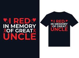 je porte du rouge à la mémoire de mon oncle illustrations pour la conception de t-shirts prêts à imprimer vecteur