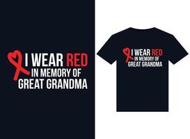 je porte du rouge à la mémoire de mon arrière-petite-fille illustrations pour la conception de t-shirts prêts à imprimer vecteur
