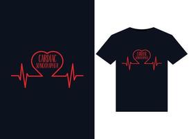 illustrations d'échographiste cardiaque pour la conception de t-shirts prêts à imprimer vecteur