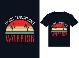 illustrations de guerriers de transplantation cardiaque pour la conception de t-shirts prêts à imprimer vecteur