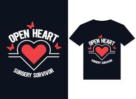 illustrations de survivants de chirurgie cardiaque iopen pour la conception de t-shirts prêts à imprimer vecteur