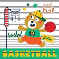 ours jouant au basketball drôle animal dessin animé vecteur