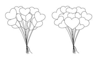 ensemble de ballon comme coeur dans un style doodle. illustration vectorielle. vecteur