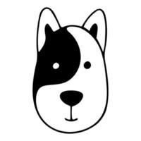 doodle de tête de chien mignon isolé sur fond blanc. illustration vectorielle dessinée à la main d'un animal de compagnie de dessin animé. bon pour la conception enfantine et le livre de coloriage. vecteur