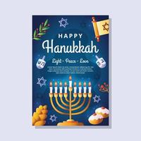 affiche du joyeux jour de hanukkah vecteur