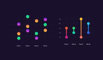 modèle de conception de graphique infographique à gradient de points défini pour le thème sombre. évolution démographique mondiale. présentation visuelle des données. collection de diagrammes statistiques vecteur