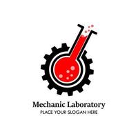 illustration de modèle de conception de logo de laboratoire mécanique. il y a gobelet, engrenage. c'est bon pour la science, l'usine, la mécanique, le laboratoire, la recherche, l'industrie, l'automobile, la biologie, etc. vecteur