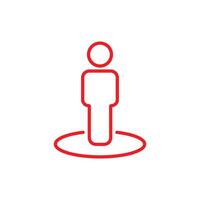 eps10 vecteur rouge vue sur la rue ou icône de ligne de cercle de personne ou logo isolé sur fond blanc. symbole de localisation humaine dans un style moderne et plat simple pour la conception de votre site Web et votre application mobile