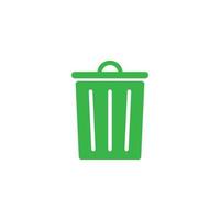 eps10 vecteur vert poubelle ou poubelle solide icône ou logo isolé sur fond blanc. supprimer ou supprimer le symbole du panier à ordures dans un style moderne et plat simple pour la conception de votre site Web et votre application mobile