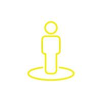 eps10 vecteur jaune vue sur la rue ou icône de ligne de cercle de personne ou logo isolé sur fond blanc. symbole de localisation humaine dans un style moderne et plat simple pour la conception de votre site Web et votre application mobile