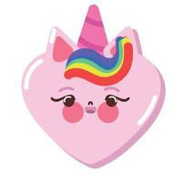 coeur de licorne kawaii vecteur