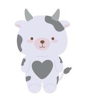 vache kawaii animal vecteur