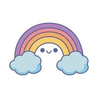 météo arc-en-ciel kawaii vecteur