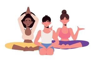 femmes pratiquant le yoga vecteur