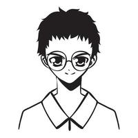 anime garçon avec des lunettes vecteur