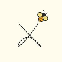 initiale x abeille volante vecteur