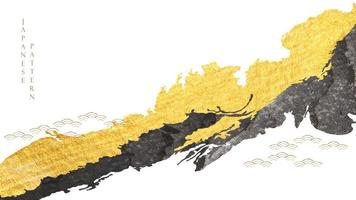 art abstrait avec vecteur de coup de pinceau. icône et motif de vague japonaise avec texture dorée et noire dans un style vintage.