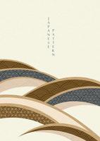 fond d'art abstrait avec vecteur de motif géométrique. décoration courbe avec motif vague japonais dans un style vintage.
