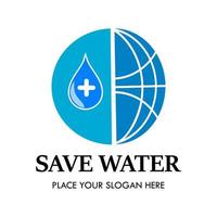 illsutration de modèle de conception de logo d'eau énergétique. il y a de l'eau et du monde. c'est bon pour l'éco, l'usine, l'éducation, la nature, etc. vecteur