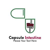 illustration de modèle de conception de logo d'intestin de capsule. il y a un intestin et une capsule vecteur