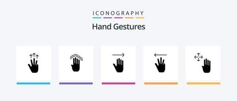 gestes de la main glyphe 5 pack d'icônes, y compris à gauche. curseur de la main. interface. main. gestes. conception d'icônes créatives vecteur