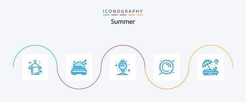 pack d'icônes bleu d'été 5, y compris la personne. plage. popsicle. la météo. Soleil vecteur