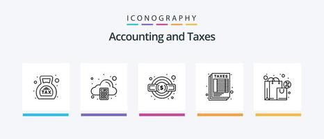 pack d'icônes de la ligne 5 des impôts, y compris les gains. analytique. service juridique. Paiement. services bancaires sur Internet. conception d'icônes créatives vecteur