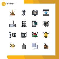 ensemble de 16 lignes vectorielles remplies de couleurs plates sur la grille pour l'architecture d'achat de ventilateur en ligne éléments de conception vectoriels créatifs modifiables vecteur