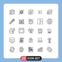 ligne d'interface mobile ensemble de 25 pictogrammes d'amour commencer les médias d'énergie commencer les éléments de conception vectoriels modifiables vecteur