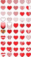 ensemble de 50 coeurs, collection de 50 coeurs de la Saint-Valentin, 50 coeurs vectoriels, collection de coeurs décoratifs vecteur