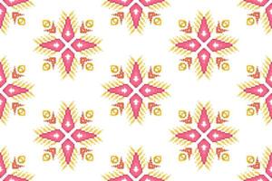 ikat pixel paisley motif de décoration ethnique sans couture. tapis en tissu aztèque boho mandalas papier peint textile. ornements de motifs indigènes tribaux vecteur de broderie traditionnelle folklorique afro-américaine