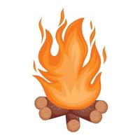 flamme de feu de camp en bois vecteur