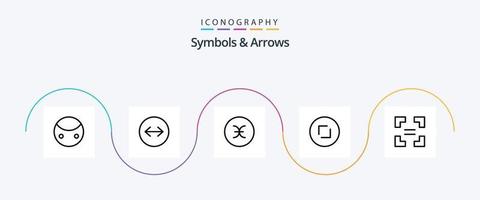 symboles et flèches ligne 5 pack d'icônes, y compris égal. plein écran. signe. Zoom. cercle vecteur