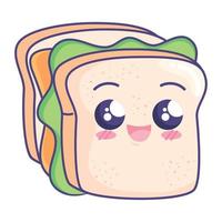 sandwich kawaii restauration rapide vecteur