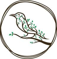création de concept de logo de feuille d'oiseau vintage vecteur