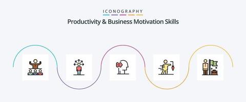ligne de compétences de productivité et de motivation commerciale remplie de 5 icônes plates, y compris l'objectif. extrinsèque. Humain. Entreprise. solutions vecteur