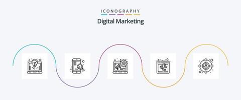 pack d'icônes de la ligne de marketing numérique 5, y compris le client. page Web. La publicité. conférencier. l'Internet vecteur