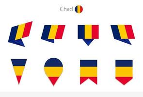 collection de drapeaux nationaux du tchad, huit versions de drapeaux vectoriels du tchad. vecteur