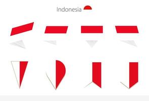 collection de drapeaux nationaux indonésiens, huit versions de drapeaux vectoriels indonésiens. vecteur