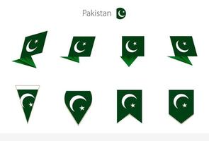 collection de drapeaux nationaux pakistanais, huit versions de drapeaux vectoriels pakistanais. vecteur
